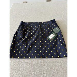 CHERVO Skort Womens 10 Blue Lemon Polka Dot Golf Athletic Lined Pockets Pull On